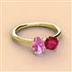 3 - Tanya Oval Shape Pink Sapphire & Cushion Shape Ruby 2 Stone Duo Ring 