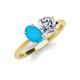 4 - Tanya Oval Shape Turquoise & Cushion Shape GIA Certified Diamond 2 Stone Duo Ring 