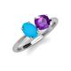 4 - Tanya Oval Shape Turquoise & Cushion Shape Amethyst 2 Stone Duo Ring 
