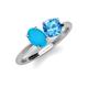 4 - Tanya Oval Shape Turquoise & Cushion Shape Blue Topaz 2 Stone Duo Ring 