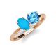 4 - Tanya Oval Shape Turquoise & Cushion Shape Blue Topaz 2 Stone Duo Ring 