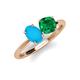 4 - Tanya Oval Shape Turquoise & Cushion Shape Emerald 2 Stone Duo Ring 
