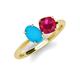 4 - Tanya Oval Shape Turquoise & Cushion Shape Ruby 2 Stone Duo Ring 