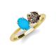 4 - Tanya Oval Shape Turquoise & Cushion Shape Smoky Quartz 2 Stone Duo Ring 