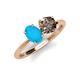 4 - Tanya Oval Shape Turquoise & Cushion Shape Smoky Quartz 2 Stone Duo Ring 