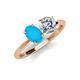 4 - Tanya Oval Shape Turquoise & Cushion Shape GIA Certified Diamond 2 Stone Duo Ring 