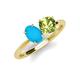 4 - Tanya Oval Shape Turquoise & Cushion Shape Peridot 2 Stone Duo Ring 