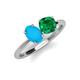 4 - Tanya Oval Shape Turquoise & Cushion Shape Emerald 2 Stone Duo Ring 