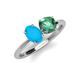 4 - Tanya Oval Shape Turquoise & Cushion Shape Lab Created Alexandrite 2 Stone Duo Ring 