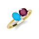 4 - Tanya Oval Shape Turquoise & Cushion Shape Rhodolite Garnet 2 Stone Duo Ring 