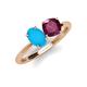 4 - Tanya Oval Shape Turquoise & Cushion Shape Rhodolite Garnet 2 Stone Duo Ring 