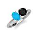 4 - Tanya Oval Shape Turquoise & Cushion Shape Black Onyx 2 Stone Duo Ring 
