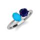 4 - Tanya Oval Shape Turquoise & Cushion Shape Blue Sapphire 2 Stone Duo Ring 