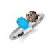 4 - Tanya Oval Shape Turquoise & Cushion Shape Smoky Quartz 2 Stone Duo Ring 