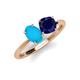 4 - Tanya Oval Shape Turquoise & Cushion Shape Blue Sapphire 2 Stone Duo Ring 