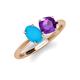 4 - Tanya Oval Shape Turquoise & Cushion Shape Amethyst 2 Stone Duo Ring 