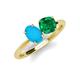 4 - Tanya Oval Shape Turquoise & Cushion Shape Emerald 2 Stone Duo Ring 
