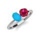 4 - Tanya Oval Shape Turquoise & Cushion Shape Ruby 2 Stone Duo Ring 