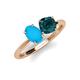 4 - Tanya Oval Shape Turquoise & Cushion Shape London Blue Topaz 2 Stone Duo Ring 