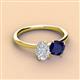 3 - Tanya Oval Shape White Sapphire & Cushion Shape Blue Sapphire 2 Stone Duo Ring 