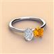 3 - Tanya Oval Shape White Sapphire & Cushion Shape Citrine 2 Stone Duo Ring 