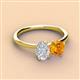 3 - Tanya Oval Shape White Sapphire & Cushion Shape Citrine 2 Stone Duo Ring 