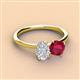 3 - Tanya Oval Shape White Sapphire & Cushion Shape Ruby 2 Stone Duo Ring 