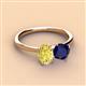 3 - Tanya Oval Shape Yellow Sapphire & Cushion Shape Blue Sapphire 2 Stone Duo Ring 