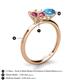 5 - Tanya Oval Shape Pink Tourmaline & Cushion Shape Blue Topaz 2 Stone Duo Ring 