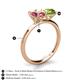 5 - Tanya Oval Shape Pink Tourmaline & Cushion Shape Peridot 2 Stone Duo Ring 
