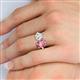 6 - Tanya Oval Shape Pink Tourmaline & Cushion Shape Forever Brilliant Moissanite 2 Stone Duo Ring 