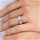 6 - Tanya Oval Shape Pink Tourmaline & Cushion Shape Forever Brilliant Moissanite 2 Stone Duo Ring 