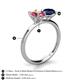 5 - Tanya Oval Shape Pink Tourmaline & Cushion Shape Blue Sapphire 2 Stone Duo Ring 