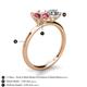 5 - Tanya Oval Shape Pink Tourmaline & Cushion Shape IGI Certified Lab Grown Diamond 2 Stone Duo Ring 