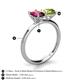 5 - Tanya Oval Shape Rhodolite Garnet & Cushion Shape Peridot 2 Stone Duo Ring 