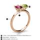 5 - Tanya Oval Shape Rhodolite Garnet & Cushion Shape Peridot 2 Stone Duo Ring 