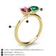 5 - Tanya Oval Shape Rhodolite Garnet & Cushion Shape Emerald 2 Stone Duo Ring 