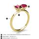 5 - Tanya Oval Shape Rhodolite Garnet & Cushion Shape Ruby 2 Stone Duo Ring 