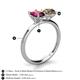 5 - Tanya Oval Shape Rhodolite Garnet & Cushion Shape Smoky Quartz 2 Stone Duo Ring 