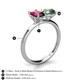 5 - Tanya Oval Shape Rhodolite Garnet & Cushion Shape Lab Created Alexandrite 2 Stone Duo Ring 