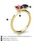5 - Tanya Oval Shape Rhodolite Garnet & Cushion Shape Blue Sapphire 2 Stone Duo Ring 