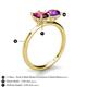 5 - Tanya Oval Shape Rhodolite Garnet & Cushion Shape Amethyst 2 Stone Duo Ring 
