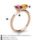 5 - Tanya Oval Shape Rhodolite Garnet & Cushion Shape Citrine 2 Stone Duo Ring 