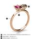 5 - Tanya Oval Shape Rhodolite Garnet & Cushion Shape Smoky Quartz 2 Stone Duo Ring 