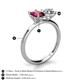 5 - Tanya Oval Shape Rhodolite Garnet & Cushion Shape Forever Brilliant Moissanite 2 Stone Duo Ring 