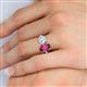 6 - Tanya Oval Shape Rhodolite Garnet & Cushion Shape Forever Brilliant Moissanite 2 Stone Duo Ring 