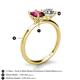 5 - Tanya Oval Shape Rhodolite Garnet & Cushion Shape Forever Brilliant Moissanite 2 Stone Duo Ring 