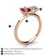 5 - Tanya Oval Shape Rhodolite Garnet & Cushion Shape Forever One Moissanite 2 Stone Duo Ring 