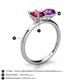 5 - Tanya Oval Shape Rhodolite Garnet & Cushion Shape Amethyst 2 Stone Duo Ring 