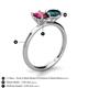5 - Tanya Oval Shape Rhodolite Garnet & Cushion Shape London Blue Topaz 2 Stone Duo Ring 